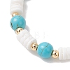 Natural White Shell & Synthetic Turquoise Beads Stretch Bracelets for Women BJEW-JB13477-02-4