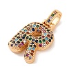 Brass Micro Pave Cubic Zirconia Pendants KK-C076-29R-G02-2