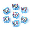 Printed Handmade Polymer Clay Beads CLAY-T022-13-1