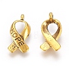 Breast Cancer Awareness Ribbon Carved Word Hope Tibetan Style Alloy Message Pendants LS-X-TIBEP-S278-AG-FF-1