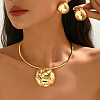 Iron Textured Flat Round Pendant Choker & Stud Earring Sets for Women FO0024-4
