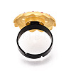 Adjustable Flower Alloy & Iron Rhinestone Bezel Cup Ring Base with Rotatable Tray MAK-T012-03G-3
