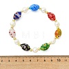 Handmade Millefiori Glass & Natural Cultured Freshwater Pearl Beads Stretch Bracelets for Women BJEW-JB13848-3