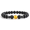 Round Synthetic Amber Beaded Stretch Bracelets for Women Men LS-XP2963-1-1
