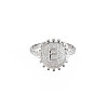 Non-Tarnish 304 Stainless Steel Flat Round with Initial Letter Open Cuff Ring for Men Women RJEW-S405-246P-E-1