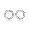 Elegant and Chic S925 Silver Diamond Circle Stud Earrings RA3365-1