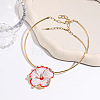 Zinc Alloy Crystal Rhinestone Enamel Pink Flower Pendant Necklaces for Women WGA6D06-01-1