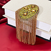 2Pcs Felt & Rhinestone & Iron Tassel Epaulettes AJEW-FH0009-07B-4