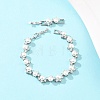 Platinum Tone Brass Micro Pave Cubic Zirconia & Plastic Pearl Tennis Bracelets BJEW-B160-16P-2