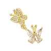 Butterfly Rack Plating Brass Micro Pave Cubic Zirconia Pendants KK-Z074-73G-1