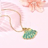 304 Stainless Steel Enamel Shell Shape Stud Earrings & Pendant Necklaces Sets for Women SA-CBA46AF-20G-2