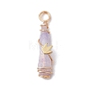 5Pcs 5 Styles Electroplated Natural Quartz Crystal Copper Wire Wrapped Pendants PALLOY-JF03428-3