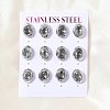 6 Pairs 304 Stainless Steel Pave Cubic Zirconia Stud Earrings SA-CBADCF0-04P-04-1