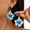 Flower Alloy Rhinestone Dangle Stud Earrings FS-WG119D4-02-2