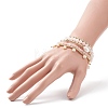 5Pcs 5 Style Natural Rose Quartz & Brass Beaded Stretch Bracelets Set BJEW-JB08870-02-3