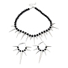 Alloy Punk Spiked Choker Necklace & Hoop Earrings Sets SJEW-C008-02P-2