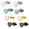 8Pcs 4 Colors Iron Heart Stud Earrings for Women EJEW-AN0002-86-1