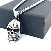 304 Stainless Steel Gothic Skull Pendant Necklaces for Men QF4021-2