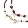 2Pcs 2 Style Natural Garnet & Cherry Quartz Glass Beaded Necklaces Set with 304 Stainless Steel Star & Lotus Charms NJEW-JN04073-4