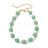 Natural Green Aventurine & Brass Beaded Bracelets for Women BJEW-JB12942-01-1