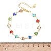 Brass Glass Link Chain Bracelets for Women BJEW-JB13563-2