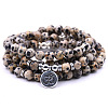 Bohemian Styles Natural Round Dalmatian Jasper Beaded Stretch Bracelets for Women Men XW1500-17-1