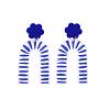 Acrylic Blue and White Porcelain Printed Dangle Stud Earrings FS-WG917E7-01-1