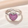 Sacred Heart Brass Micro Pave Cubic Zirconia Cuff Rings for Women RJEW-B117-01P-03-3