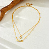 304 Stainless Steel Pave Clear Cubic Zirconia Mom Heart Pendant Double Layer Necklaces for Mother's Day WG85AFE-01-3