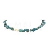 Round Natural Apatite & Nuggets Chrysocolla & Potato Pearl Beaded Necklaces NJEW-JN06592-2