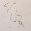 304 Stainless Steel with White Imitation Pearl Key Pendant Necklaces for Women OM7731-5