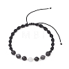 Natural White Moonstone & Lava Rock & Obsidian & Larvikite Round Beads Braided Bead Bracelets for Women BJEW-JB12917-03-1