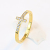 Cross Stainless Steel Micro Pave Clear Cubic Zirconia Finger Rings for Women FS-WG88B59-05-4