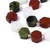 Natural Canada Jade & Red Jasper & Rainbow Moonstone Beads Strands G-T144-17A-01-3
