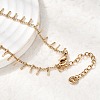 304 Stainless Steel Curb Chain with Bar Tassel Necklaces for Women NJEW-K389-04G-2