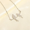 304 Stainless Steel Birds on the Branches Cutout Silhouette Pendant Necklaces for Women WG41729-02-1