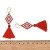 Glass Seed Beads & Brass Dangle Earrings for Women EJEW-MZ00800-02-5