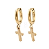 304 Stainless Steel Cross Hoop Earrings EJEW-K268-47G-4