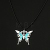 Glow in the Dark Luminous Stainless Steel Butterfly Pendant Necklaces PW-WG86035-01-2