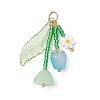 Glass with Opaque Acrylic Baeded Pendants PALLOY-MZ01190-02-1