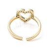 Clear Cubic Zirconia Hollow Out Heart Open Cuff Ring RJEW-I094-03G-3