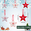 6Pcs 3 Colors Star with Snowflake Felt Fabric Pendant Decoration HJEW-CP0001-09-2