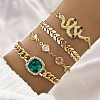 4Pcs 4 Styles Alloy Chain Bracelet & Bangle Set for Women WG6073F-07-1