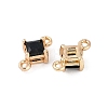 Brass Pave Glass Rhombus Links Connector Charms GLAA-Q088-001H-2