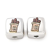 Plating Printed Acrylic European Beads AC-CBA655C-16B-1