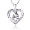 Alloy Crystal Rhinestone Heart with Mother and Baby Pendant Necklaces for Mother's Day FS-WGAE5FE-01-2