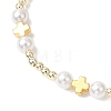 Round & Cross Shell Pearl & Non-magnetic Synthetic Hematite Beads Stretch Bracelets for Women BJEW-JB13100-3