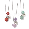 3Pcs 3 Styles Natural Green Aventurine & Carnelian & Lepidolite/Purple Mica Stone & Red Jasper Heart Pendant Necklaces for Women NJEW-TA00215-2