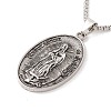 Alloy Oval with Virgin Pendant Necklace with 201 Stainless Steel Chains for Men Women NJEW-E016-15AS-1