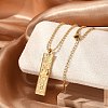 304 Stainless Steel Clear Cubic Zirconia Rectangle Constellation Pendant Necklaces for Women Men NJEW-S435-01G-B-1